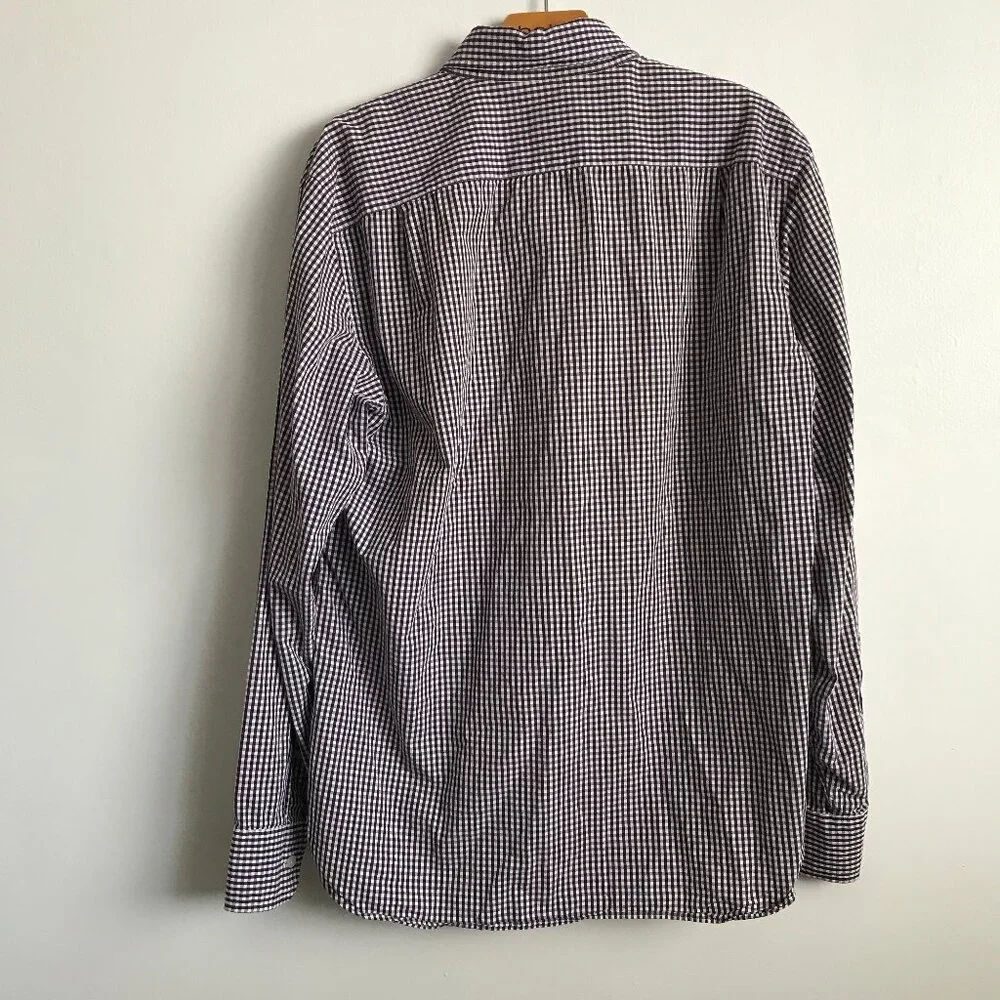 J CREW PURPLE SHIRT GINGHAM CHECK LONG SLEEVE POPLIN PREPPY MENS MEDIUM